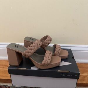 Worthington Women's Brown Braided Block Heels